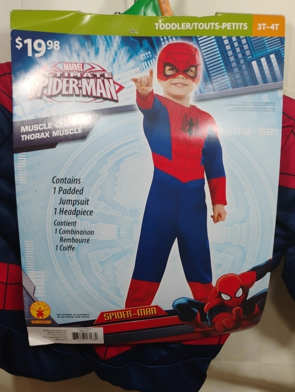 Spiderman Halloween Costume Toddler 3T -4T Brand New
